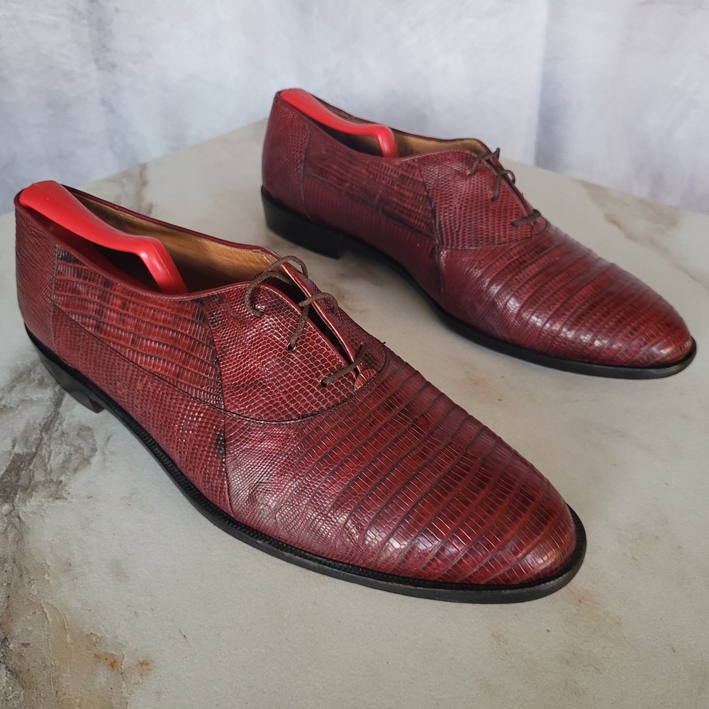 ENNESI Genuine Lizard Low Cut Oxford Red Men's Size 11.5